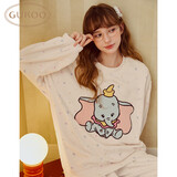 果壳（Gukoo）睡衣女冬季迪士尼小飞象联名毛绒保暖卡通可爱女士家居服套装D 杏色套装 S