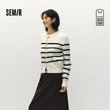 森马（Semir）森柔|针织开衫女冬季短款绞花正肩内搭女生法式毛衫101725106004