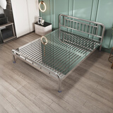 冈木原 304不锈钢床1.5米加厚环保卧室现代简约铁艺床架1.8m双人床钢床 【升级款】304材质+静音透气床板 1800mm*2000mm