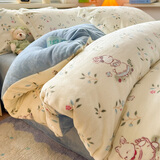 苏萱双面牛奶珊瑚绒冬季床上四件套法兰绒加厚保暖宿舍被套床单三件套 童话小兔 1.8m 床单款 四件套-被套200x230cm