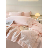 胖东来同款感母婴级A类200支长绒棉四件套花卉刺绣被套全棉轻奢 母婴级A类棉(燕麦奶) 床笠款 1.8m四件套：被套200x230cm