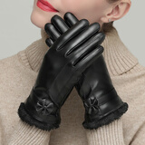 啄木鸟皮手套女士冬学生加绒加厚棉保暖骑行摩托开车防风可爱触屏手套 款式四 均码