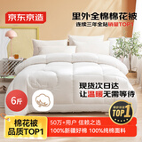 京东京造100%天然新疆棉花被 纯棉被芯单人被子 冬季厚被6斤1.5x2m