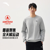 安踏加绒卫衣男冬季保暖圆领卫衣长袖套头衫针织运动休闲加厚上衣