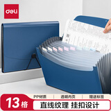 得力（deli）13格A4手提文件包/风琴包/文件夹/资料夹 多层时尚简约手提会议事务包收纳 办公学习用品蓝色5236
