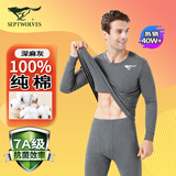 七匹狼秋衣秋裤男士保暖内衣薄款衬衣衬裤纯棉抗菌秋冬棉毛衫线衣线裤套 圆领 深灰 (100%纯棉抗菌) L (170) 推荐体重110-130斤
