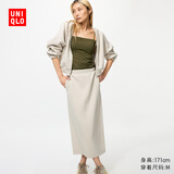 优衣库女装快干休闲窄身长裙/半身裙裙子485599 30 浅米色 M