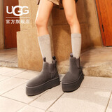 UGG秋季女士休闲舒适纯色厚底雪地靴烟囱时尚切尔西短靴 1134526 GREY | 灰色 39 39码及以上建议正码正拍