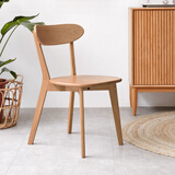 源氏木语实木餐椅北欧风橡木靠背椅家用多材质休闲椅现代简约餐厅吃饭椅子 （白蜡木原木色）0.47米圆弧餐椅*4