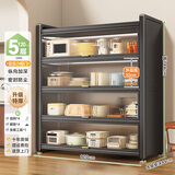 帅仕（shuaishi）厨房用具置物架落地多层餐边柜收纳碗柜家用橱柜微波炉烤箱储物柜 【升级特厚】灰5层120长42深
