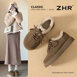 ZHR勃肯鞋女冬季短毛绒休闲女鞋反绒牛皮百搭棉鞋女 EH278B卡其37