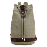 双肩包男旅行背包男女学生书包水桶包休闲CSqy户外复古双肩包jd 军绿色