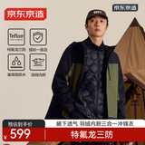 京东京造穿山甲700羽绒内胆冲锋衣三合一秋冬男女户外保暖外套 黑绿拼色XL
