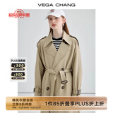 VEGA CHANG【精英衣橱】风衣女中长款2025秋季知识分子大衣小个子英伦风外套 摩卡棕 XS