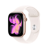 Apple/苹果WatchS11智能手表GPS+蜂窝款46毫米玫瑰金色铝金属表壳淡桃粉色运动型表带S/M-联通补贴