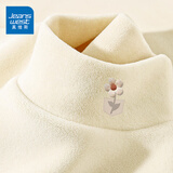 真维斯（JEANSWEST）德绒打底衫女装秋冬季长袖t恤上衣服加绒保暖加厚内搭半高领秋衣 米色 小毛绒花口袋_K_左领角 XL