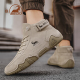 公羊马丁靴男中高帮男鞋秋冬季真皮复古休闲工装沙漠靴子 沙色 41 