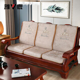 雅鹿家纺 实木沙发坐垫带靠背 红木质沙发垫连体加厚中式四季防滑春秋海绵老式座椅垫 【升级款】金丝绣花鹿驼 55cm*50cm *60