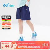 361°儿童短裤夏季男女童3-12岁透气运动裤梭织五分裤 藏青 160