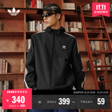 adidas经典三条纹运动连帽夹克外套男女春季阿迪达斯三叶草 黑色   XS