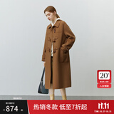 范思蓝恩22FS4106韩系气质牛角扣大衣女秋冬学院风双面羊毛呢外套 驼色 XXS