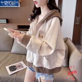 莫代尔连帽卫衣外套女2025春秋冬季新款韩版百搭宽松短款小个子上衣女装 MX-7-8115_杏色（不） 加绒 L