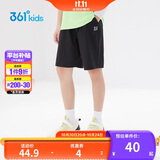 361°儿童短裤夏季男女童3-12岁透气运动裤梭织五分裤 黑 175