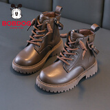 巴布豆（BOBDOG）童鞋女童冬季舒适百搭靴子时尚保暖儿童马丁靴112555127杏色29