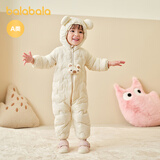 巴拉巴拉童装婴儿连体羽绒服轻薄羽绒服宝宝衣服2025冬装抱衣爬服男童女童 白色卡皮巴拉-白鸭绒 90 cm-充绒量47g