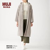 无印良品 MUJI 女式 保暖细纤维 带风帽大衣 W9AB252 浅米色 女式 M-L