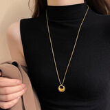 伊黛儿金色圆环水滴长款毛衣链女2025新款轻奢高级感项链小众脖子配饰品 L2640高街水滴毛衣链