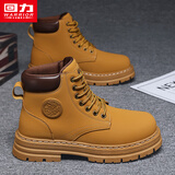 回力男靴马丁靴男士大黄靴子男冬季高帮休闲鞋子男2025新款厚底运动鞋 驼色 41 (255mm) 男码