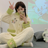 爱芬柔睡衣女士秋冬季珊瑚绒加厚加绒法兰绒可爱少女冬天保暖家居服套装 881106帕恰狗 M 建议体重75-100斤