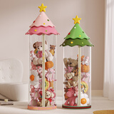 聚可爱娃娃收纳桶大直径新款家用装毛绒玩具整理筒拉链款创意公仔防尘筒 霜松绿-大直径180cm拉链圣诞树款无轮