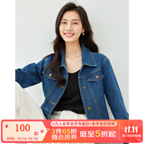 梵希蔓高腰茄克复古牛仔夹克外套女2025春秋新款宽松百搭开衫上衣 70672 牛仔蓝 M