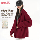 班尼路（Baleno）外套女2026春秋季新款连帽开衫卫衣女装小个子宽松休闲女士上衣服