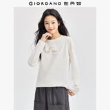 佐丹奴长袖T恤女秋冬纯棉田园主题印花圆领休闲上衣13394790