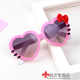 畅印 儿童卡通太阳镜新款可爱宝宝心形眼镜儿童萌桃心太阳镜男女童墨镜猫太阳镜 粉框白脚（镜袋+布）