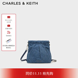 CHARLES&KEITH迷你菱格流浪包单肩斜挎双肩包包女包生日礼物CK2-60782390 Denim Blue深牛仔蓝色 S