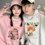 骆森驰（LUOSENCHI）设计感小众春季情侣装卫衣秋冬款2026新款粉色系外套装多巴胺穿搭 男白+女粉（春秋款） S S 男S/女S