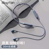 Blog.Fish蓝牙耳机挂脖式无线半入耳式降噪通话大电量运动超长续航高音质低延迟磁吸 蓝色【续航30小时丨双麦降噪】