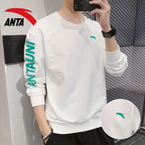 安踏 卫衣男运动服春秋季款男装运动休闲服长袖套头衫宽松外套情侣衣 8719-3纯净白【常规款】 2XL (185)