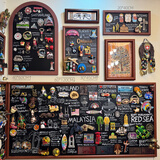 秀艾迪磁吸小黑板冰箱贴展示板装饰挂式绿板家用磁铁置物架谷子吧唧收纳展示架吸磁性白板软木板双拼摆摊 半圆拱形(新品) 60*90cm