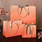 芮钦重阳节礼品袋包装袋配丝带手提袋礼物袋可封口纸袋时尚婚庆喜糖袋 暖橙-小号（买5个才发货) 送丝带