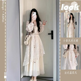 蝶娇诺（DIEJIAONUO）秋季连衣裙子女装2025年新款韩版法式温柔风纯欲风气质显瘦盐系 图片色+腰带 S