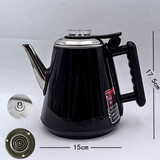 适用海尔茶吧机烧水壶通用配套小五环不锈钢壶茶台保温玻璃配件 双层防烫长嘴黑色壶