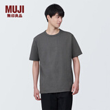 无印良品（MUJI）男式 水洗粗棉线圆领短袖T恤 男士打底衫纯棉全棉 男装 深灰色 AB1MFA4S S (165/84A)