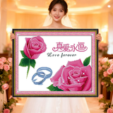 老街缘真爱永恒结婚2026新款自己绣手工十字绣套件线绣客厅简约现代玄关 粉红色 【中格-3股棉线绣】65*50厘米
