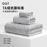 GGT日本抗菌毛巾浴巾方巾三件套男女家用裹巾吸水速干不掉毛  薄墨色