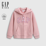 盖璞（GAP）女童秋季款logo抓绒宽松连帽衫儿童装卫衣上衣805318